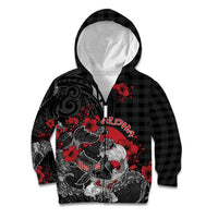 Personalised Hawaiian And Japanese Kid Hoodie Aloha Koi Fish Palaka Patterns - Polynesian Pride
