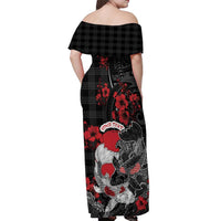 Personalised Hawaiian And Japanese Off Shoulder Maxi Dress Aloha Koi Fish Palaka Patterns - Polynesian Pride