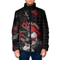 Personalised Hawaiian And Japanese Padded Jacket Aloha Koi Fish Palaka Patterns DT05 Men Black - Polynesian Pride