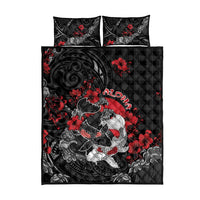 Hawaiian And Japanese Quilt Bed Set Aloha Koi Fish Palaka Patterns - Polynesian Pride