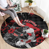 Hawaiian And Japanese Round Carpet Aloha Koi Fish Palaka Patterns DT05 - Polynesian Pride