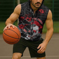 Personalised Hawaiian And Japanese Sleeveless Zip Hoodie Aloha Koi Fish Palaka Patterns DT05 - Polynesian Pride