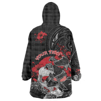 Personalised Hawaiian And Japanese Wearable Blanket Hoodie Aloha Koi Fish Palaka Patterns DT05 - Polynesian Pride
