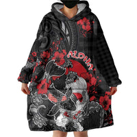 Personalised Hawaiian And Japanese Wearable Blanket Hoodie Aloha Koi Fish Palaka Patterns DT05 - Polynesian Pride
