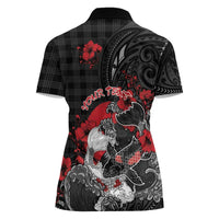 Personalised Hawaiian And Japanese Women Polo Shirt Aloha Koi Fish Palaka Patterns - Polynesian Pride