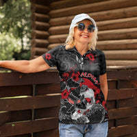 Personalised Hawaiian And Japanese Women Polo Shirt Aloha Koi Fish Palaka Patterns - Polynesian Pride