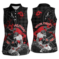 Personalised Hawaiian And Japanese Women Sleeveless Polo Shirt Aloha Koi Fish Palaka Patterns DT05 - Polynesian Pride
