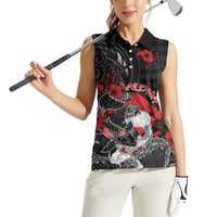 Personalised Hawaiian And Japanese Women Sleeveless Polo Shirt Aloha Koi Fish Palaka Patterns DT05 - Polynesian Pride