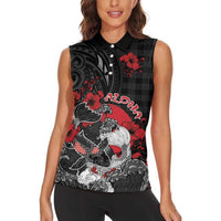 Personalised Hawaiian And Japanese Women Sleeveless Polo Shirt Aloha Koi Fish Palaka Patterns DT05 - Polynesian Pride