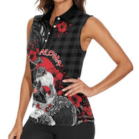 Personalised Hawaiian And Japanese Women Sleeveless Polo Shirt Aloha Koi Fish Palaka Patterns DT05 - Polynesian Pride