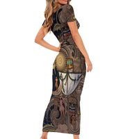 Hawaii Makahiki Family Matching Short Sleeve Bodycon Dress and Hawaiian Shirt Polynesian Sky And Earth - Polynesian Pride
