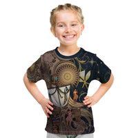 Hawaii Makahiki Kid T Shirt Polynesian Sky And Earth DT05 Gold - Polynesian Pride