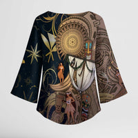 Hawaii Makahiki Kimono Sleeve Blouse Polynesian Sky And Earth DT05 - Polynesian Pride