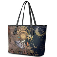 Hawaii Makahiki Leather Tote Bag Polynesian Sky And Earth - Polynesian Pride
