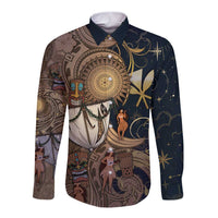 Hawaii Makahiki Long Sleeve Button Shirt Polynesian Sky And Earth DT05 Unisex Gold - Polynesian Pride