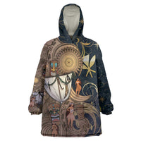 Hawaii Makahiki Wearable Blanket Hoodie Polynesian Sky And Earth DT05 One Size Gold - Polynesian Pride