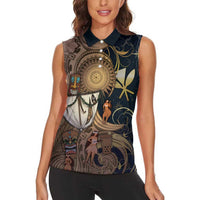 Hawaii Makahiki Women Sleeveless Polo Shirt Polynesian Sky And Earth DT05 - Polynesian Pride