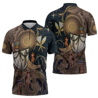 Hawaii Makahiki Zipper Polo Shirt Polynesian Sky And Earth - Polynesian Pride