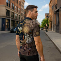 Hawaii Makahiki Zipper Polo Shirt Polynesian Sky And Earth - Polynesian Pride