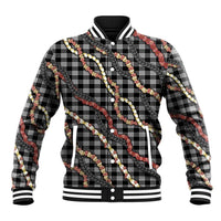 Hawaii Palaka Niihau Shell Lei Baseball Jacket Tropical Island Plaid Patterns DT05 Unisex Black - Polynesian Pride