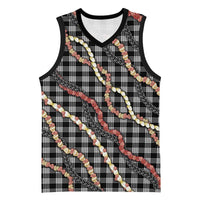 Hawaii Palaka Niihau Shell Lei Basketball Jersey Tropical Island Plaid Patterns DT05 Unisex Black - Polynesian Pride