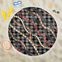 Hawaii Palaka Niihau Shell Lei Beach Blanket Tropical Island Plaid Patterns DT05 One Size 150cm Black - Polynesian Pride