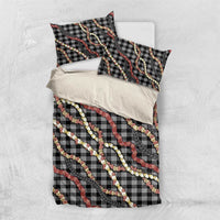 Hawaii Palaka Niihau Shell Lei Bedding Set Tropical Island Plaid Patterns DT05 US Twin 172cm x 218cm Black - Polynesian Pride