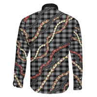 Hawaii Palaka Niihau Shell Lei Family Matching Long Sleeve Bodycon Dress and Hawaiian Shirt Tropical Island Plaid Patterns