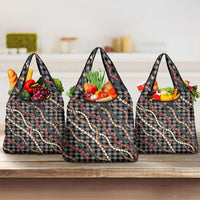 Hawaii Palaka Niihau Shell Lei Grocery Bag Tropical Island Plaid Patterns DT05 3-pack One Size Black - Polynesian Pride