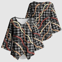 Hawaii Palaka Niihau Shell Lei Kimono Sleeve Blouse Tropical Island Plaid Patterns DT05 - Polynesian Pride
