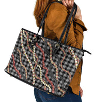 Hawaii Palaka Niihau Shell Lei Leather Tote Bag Tropical Island Plaid Patterns DT05 - Polynesian Pride