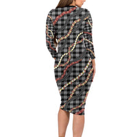 Hawaii Palaka Niihau Shell Lei Long Sleeve Bodycon Dress Tropical Island Plaid Patterns DT05 - Polynesian Pride