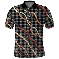 Hawaii Palaka Niihau Shell Lei Polo Shirt Tropical Island Plaid Patterns DT05 Black - Polynesian Pride