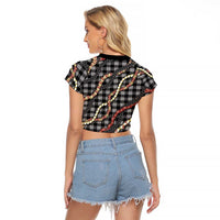Hawaii Palaka Niihau Shell Lei Raglan Cropped T Shirt Tropical Island Plaid Patterns DT05 - Polynesian Pride