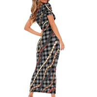 Hawaii Palaka Niihau Shell Lei Short Sleeve Bodycon Dress Tropical Island Plaid Patterns DT05 - Polynesian Pride
