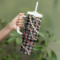 Hawaii Palaka Niihau Shell Lei Tumbler With Handle Tropical Island Plaid Patterns DT05 - Polynesian Pride