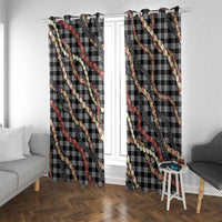 Hawaii Palaka Niihau Shell Lei Window Curtain Tropical Island Plaid Patterns DT05 With Grommets Black - Polynesian Pride