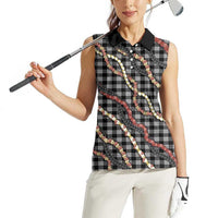 Hawaii Palaka Niihau Shell Lei Women Sleeveless Polo Shirt Tropical Island Plaid Patterns DT05 - Polynesian Pride