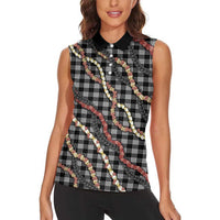 Hawaii Palaka Niihau Shell Lei Women Sleeveless Polo Shirt Tropical Island Plaid Patterns DT05 - Polynesian Pride