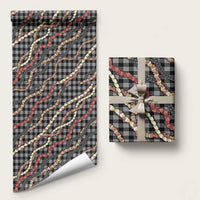 Hawaii Palaka Niihau Shell Lei Wrapping Paper Tropical Island Plaid Patterns DT05 58" × 23" Black - Polynesian Pride