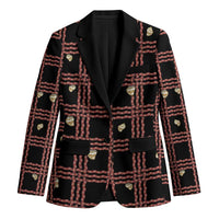 Hawaii Palaka Kahelelani Shell Lei Costume Blazer Plaid Patterns DT05 Unisex Black - Polynesian Pride