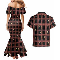 Hawaii Palaka Kahelelani Shell Lei Costume Couples Matching Mermaid Dress and Hawaiian Shirt Plaid Patterns DT05 - Polynesian Pride