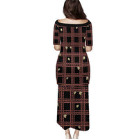 Hawaii Palaka Kahelelani Shell Lei Costume Family Matching Puletasi and Hawaiian Shirt Plaid Patterns