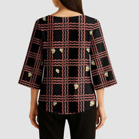 Hawaii Palaka Kahelelani Shell Lei Costume Kimono Sleeve Blouse Plaid Patterns DT05 - Polynesian Pride