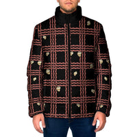 Hawaii Palaka Kahelelani Shell Lei Costume Padded Jacket Plaid Patterns DT05 Men Black - Polynesian Pride