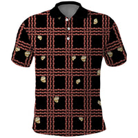 Hawaii Palaka Kahelelani Shell Lei Costume Polo Shirt Plaid Patterns DT05 Black - Polynesian Pride