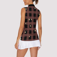 Hawaii Palaka Kahelelani Shell Lei Costume Women Sleeveless Polo Shirt Plaid Patterns DT05 - Polynesian Pride