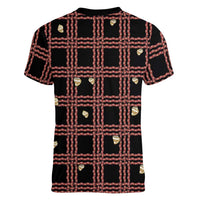 Hawaii Palaka Kahelelani Shell Lei Costume Women V-Neck T-Shirt Plaid Patterns DT05 - Polynesian Pride