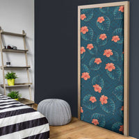 Hawaii Monstera Door Cover Hibiscus Flowers Simple Style - Polynesian Pride