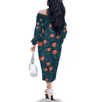 Hawaii Monstera Family Matching Off The Shoulder Long Sleeve Dress and Hawaiian Shirt Hibiscus Flowers Simple Style - Polynesian Pride